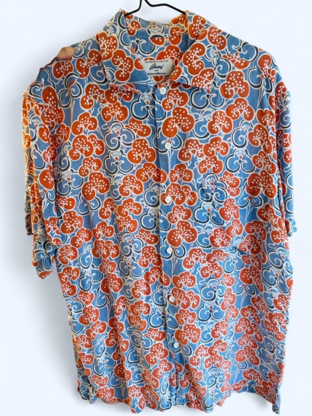 Brioni Luxury Floral Paisley Short Sleeve Button-Down Shirt